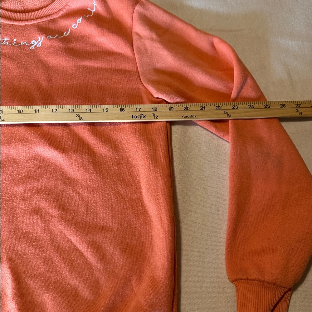 SHEIN Orange‎ Crewneck Sweater Good things are Coming Women’s Size Small - Picture 4 of 7